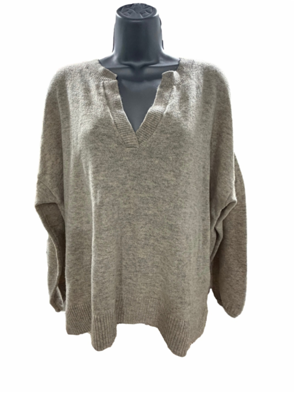 NWT Madewell Lucky V-Neck Boho Pullover Heather Cobblestone XL
